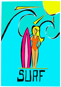 Affiche Surfeuse Blonde
