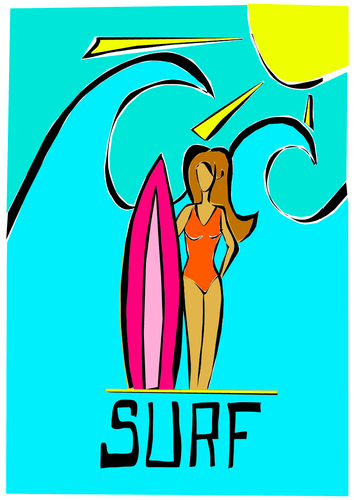 Affiche Surfeuse Rousse